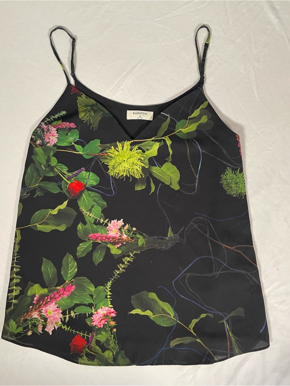 Black Floral Babaton By Aritzia Everly Floral Camisole Size XS Spaghetti Straps